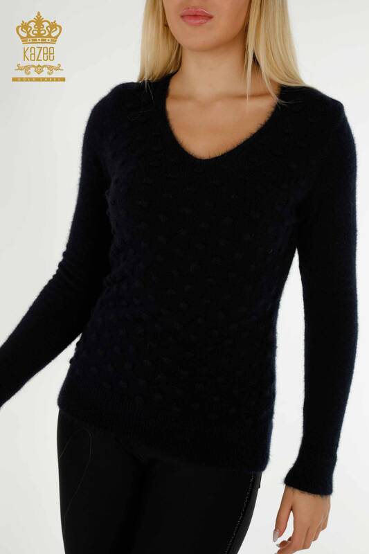 Venta al por mayor Suéter de Punto para Mujer Angora Azul Marino Oscuro - 18474 | KAZEE