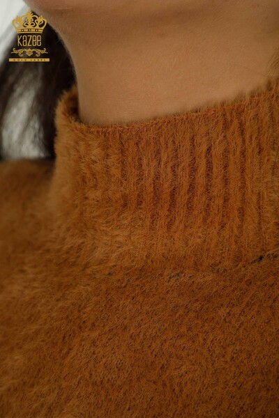 Venta al por mayor Suéter de Punto para Mujer Angora Bicolor Marrón Negro - 30187 | KAZEE - Thumbnail
