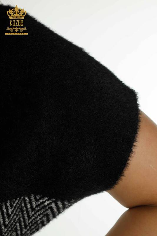 Venta al por mayor Jersey de Punto para Mujer Angora Bicolor Negro Crudo - 30187 | KAZEE
