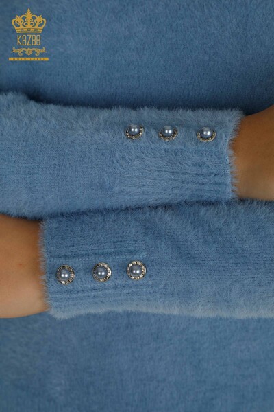 Venta al por mayor de Mujer Suéter de Punto Angora Botón Detallado Azul - 30667 | KAZEE - Thumbnail