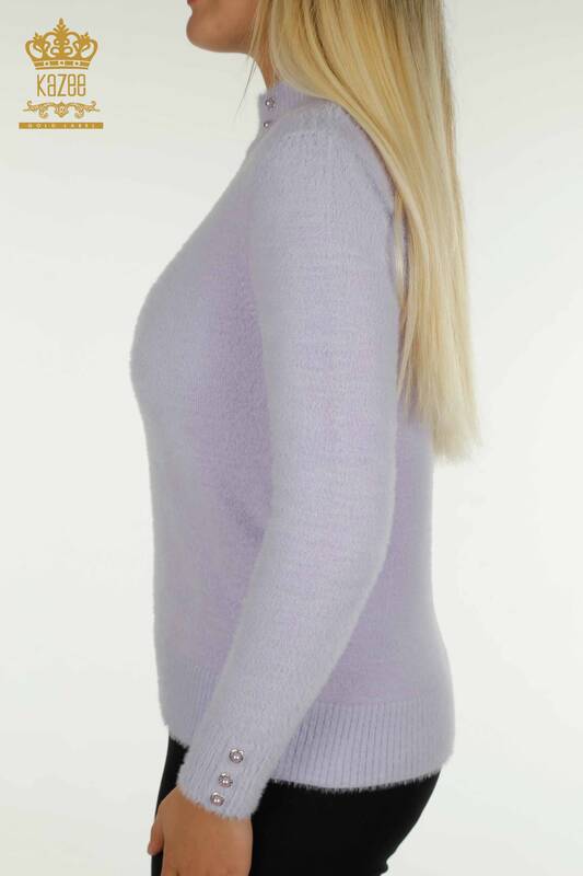 Venta al por mayor Suéter de Punto para Mujer Angora Botón Detallado Lila - 30667 | KAZEE