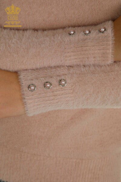 Venta al por mayor de Mujer Suéter de Punto Angora Botón Detallado Rosa - 30667 | KAZEE - Thumbnail