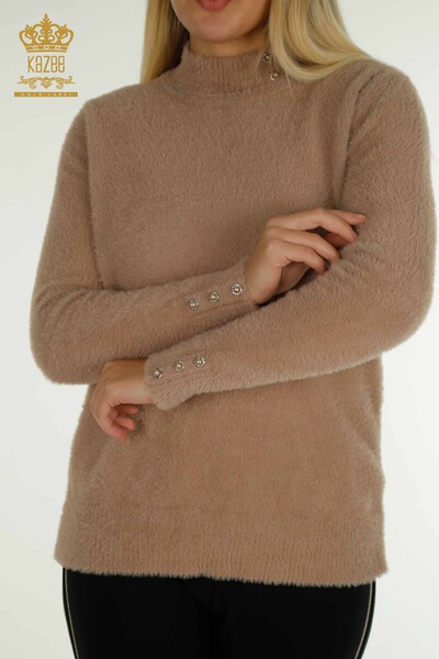 Venta al por mayor de Punto de Mujer Suéter Angora Botón Detallado Visón - 30667 | KAZEE - Thumbnail
