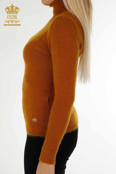 Venta al por mayor Suéter de punto para mujer Angora Cuello alto Logo Tan - 12046 | KAZEE - Thumbnail