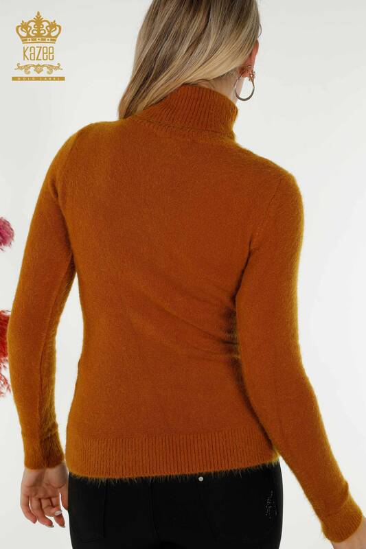 Venta al por mayor Suéter de punto para mujer Angora Cuello alto Logo Tan - 12046 | KAZEE