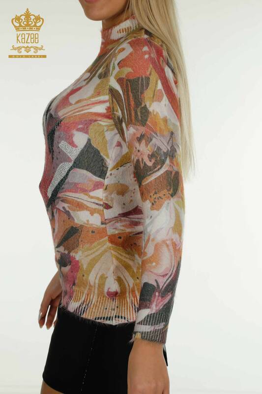 Venta al por mayor Suéter de Punto para Mujer Angora con Estampado de Flores Digital - 40043 | KAZEE