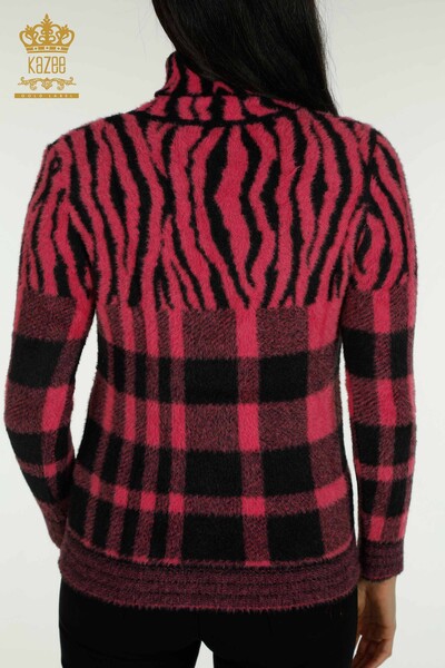 Venta al por mayor Suéter de Punto para Mujer Angora Estampado Fucsia - 30320 | KAZEE - Thumbnail