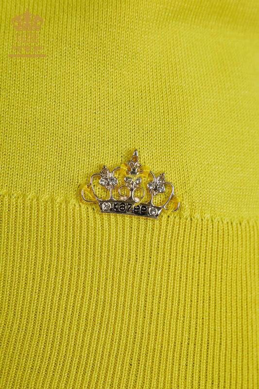 Venta al por mayor Jersey de Mujer de Punto Básico con Logo Amarillo - 11052 | KAZEE