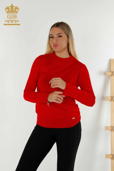Venta al por mayor Jersey de Punto para Mujer Basic Rojo con Logo - 30253 | KAZEE - Thumbnail