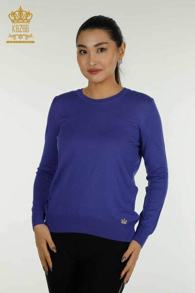 Venta al por mayor Jersey de Punto para Mujer Basic Violeta con Logo - 11052 | KAZEE - Thumbnail