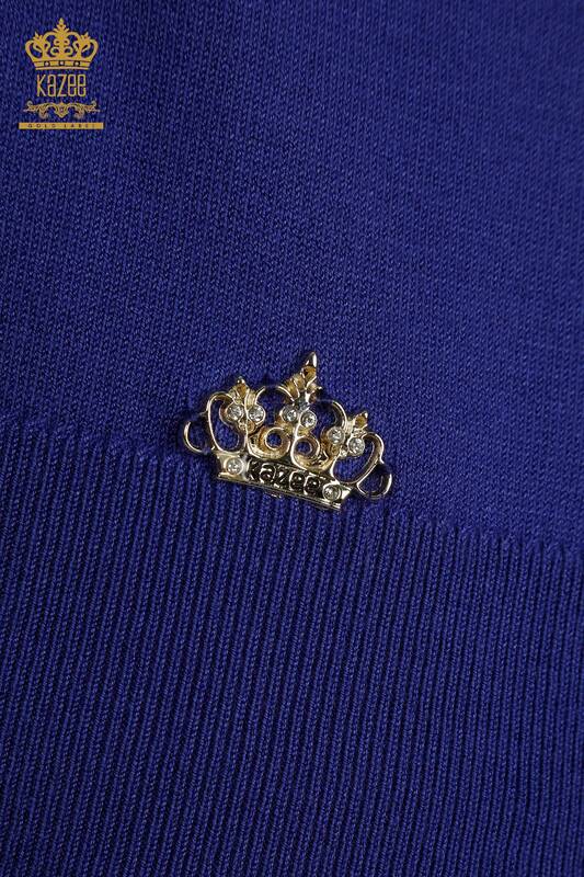 Venta al por mayor Jersey de Punto para Mujer Basic Violeta con Logo - 11052 | KAZEE