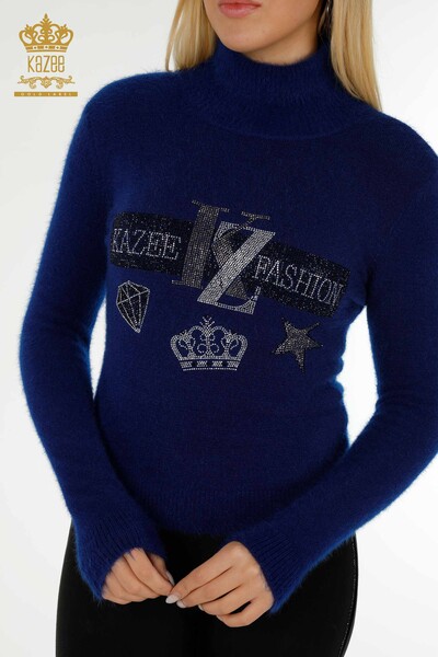 Venta al por mayor Suéter de punto para mujer Saks de Angora bordados con piedra - 18894 | KAZEE - Thumbnail