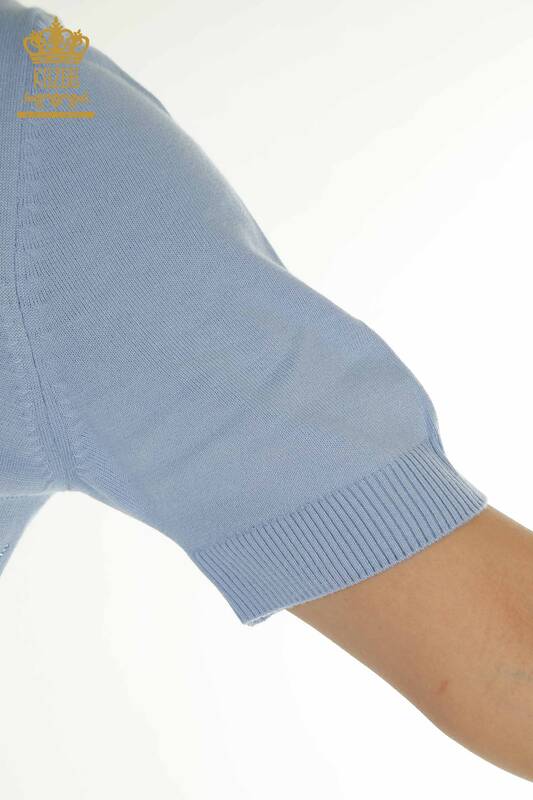 Venta al por mayor Suéter de Punto para Mujer Bordado Piedra Azul - 30659 | KAZEE