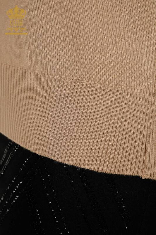 Venta al por mayor Suéter de Punto para Mujer Bordado Piedra Beige - 30491 | KAZEE