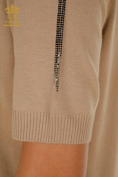 Venta al por mayor Suéter de Punto para Mujer Bordado Piedra Beige - 30491 | KAZEE - Thumbnail