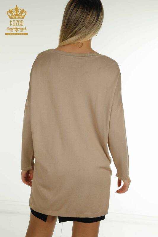 Venta al por mayor Suéter de Punto para Mujer Bordado Piedra Beige - 30601 | KAZEE