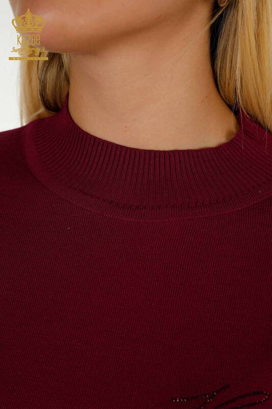 Venta al por mayor Suéter de Punto para Mujer Bordado Piedra Lila - 30553 | KAZEE