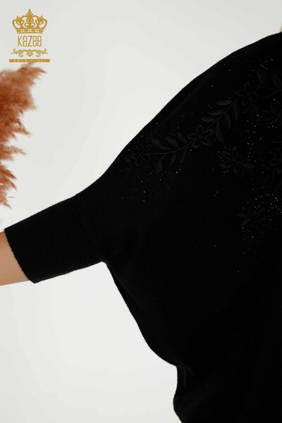 Venta al por mayor Suéter de Punto para Mujer Negro con Bordado de Piedras - 16799 | KAZEE - Thumbnail