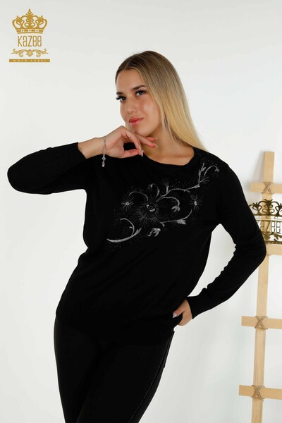 Venta al por mayor Suéter de Punto para Mujer Bordado Piedra Negro - 30146 | KAZEE - Thumbnail