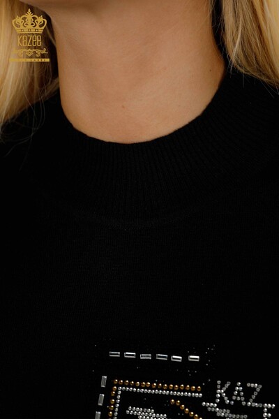 Venta al por mayor Suéter de Punto para Mujer Bordado Piedra Negro - 30391 | KAZEE - Thumbnail