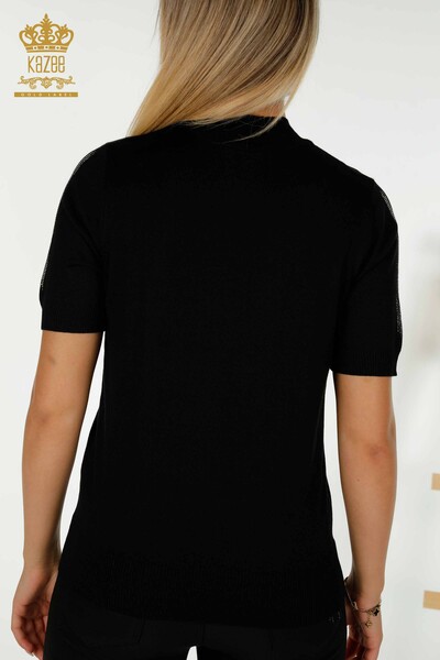 Venta al por mayor Jersey de Punto para Mujer Negro con Bordado de Piedras - 30491 | KAZEE - 7