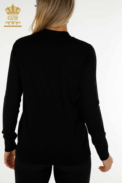 Venta al por mayor Suéter de Punto para Mujer Negro con Bordado de Piedras - 30553 | KAZEE - Thumbnail