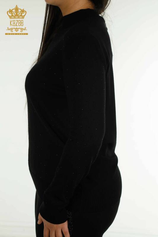 Venta al por mayor Suéter de Punto para Mujer Bordado Piedra Negro - 30677 | KAZEE