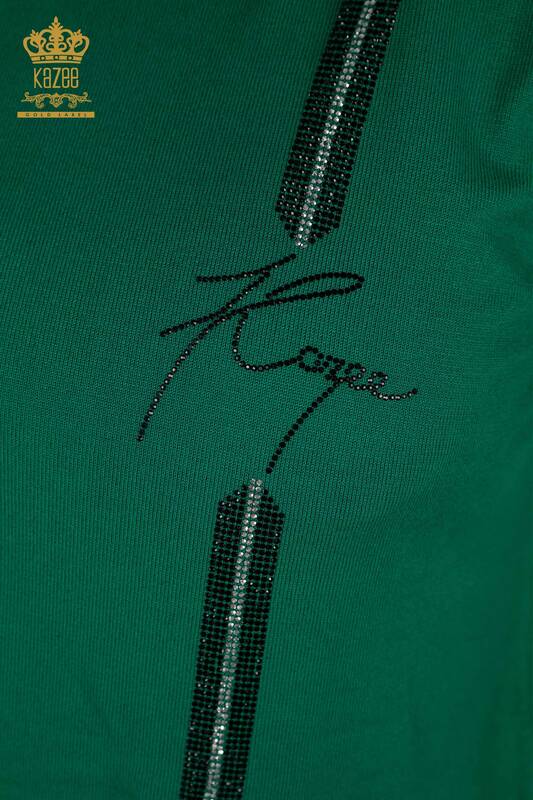 Venta al por mayor Suéter de Punto para Mujer - Bordado Piedra - Verde - 30333 | KAZEE