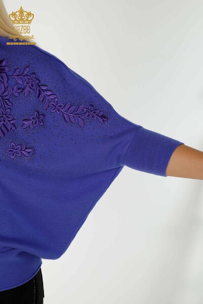 Venta al por mayor Suéter de Punto para Mujer con Bordado de Piedra Violeta - 16799 | KAZEE - Thumbnail