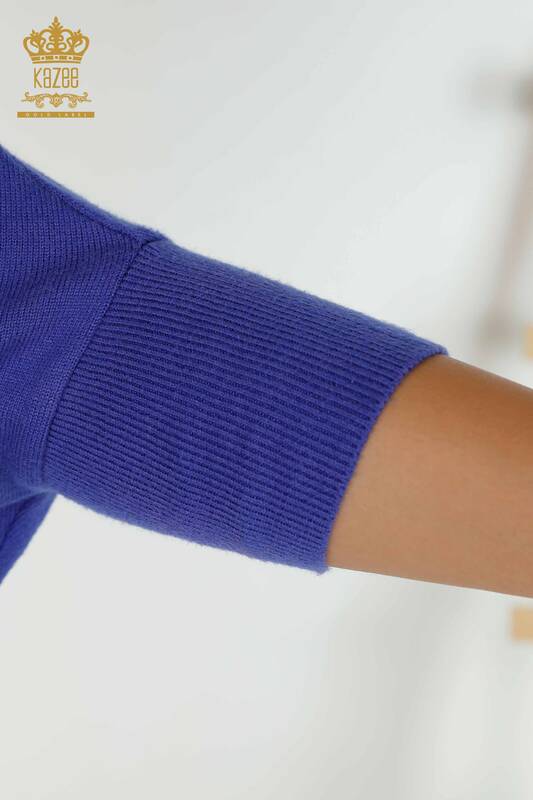 Venta al por mayor Suéter de Punto para Mujer con Bordado de Piedra Violeta - 16799 | KAZEE
