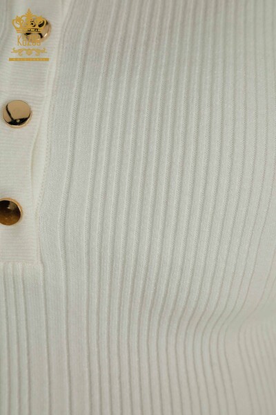 Venta al por mayor Suéter de punto para mujer con botones detallados Crudo - 30364 | KAZEE - Thumbnail