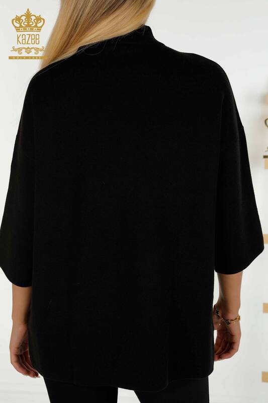Venta al por mayor Suéter de Punto para Mujer Negro con Detalle de Cadena - 30270 | KAZEE