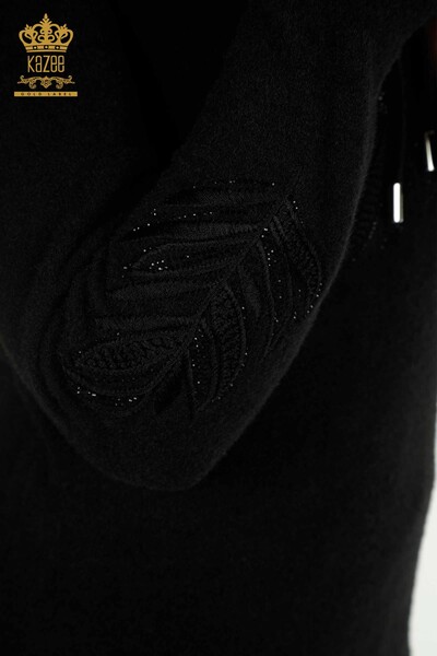 Venta al por mayor Suéter de Punto para Mujer con Capucha Angora Negro - 40008 | KAZEE - Thumbnail