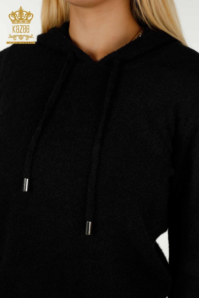 Venta al por mayor Suéter de Punto para Mujer con Capucha Negro - 40006 | KAZEE - 5