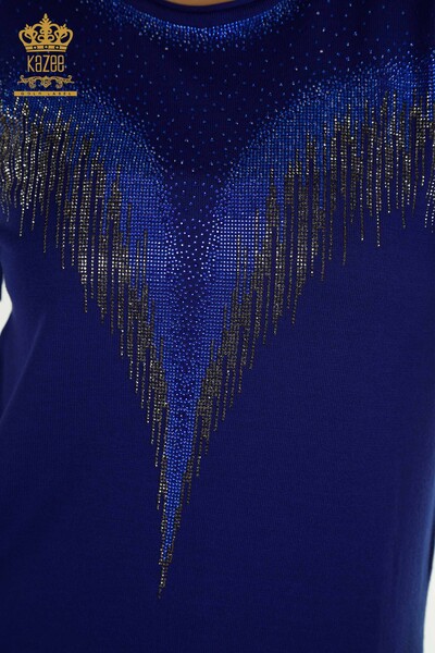 Venta al por mayor Saks bordados de piedra cristalina del suéter de los géneros de punto de las mujeres - 30330 | KAZEE - Thumbnail