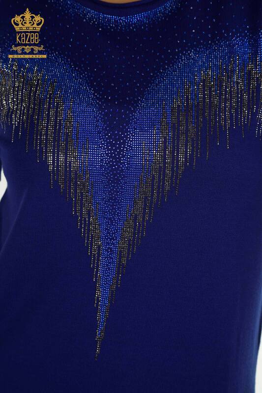 Venta al por mayor Saks bordados de piedra cristalina del suéter de los géneros de punto de las mujeres - 30330 | KAZEE