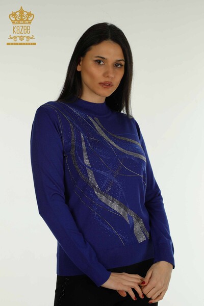 Venta al por mayor Saks bordados de piedra cristalina del suéter de los géneros de punto de las mujeres - 30469 | KAZEE - Thumbnail