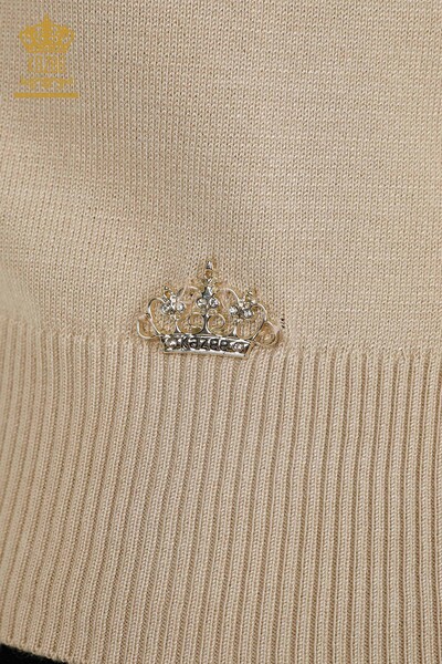 Venta al por mayor Suéter de Punto para Mujer - Cuello Alto - Básico - Piedra - 16663 | KAZEE - Thumbnail