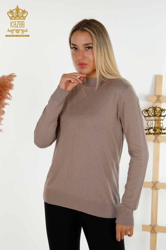 Venta al por mayor Suéter de Punto para Mujer - Cuello Alto - Básico - Visón Claro - 16663 | KAZEE