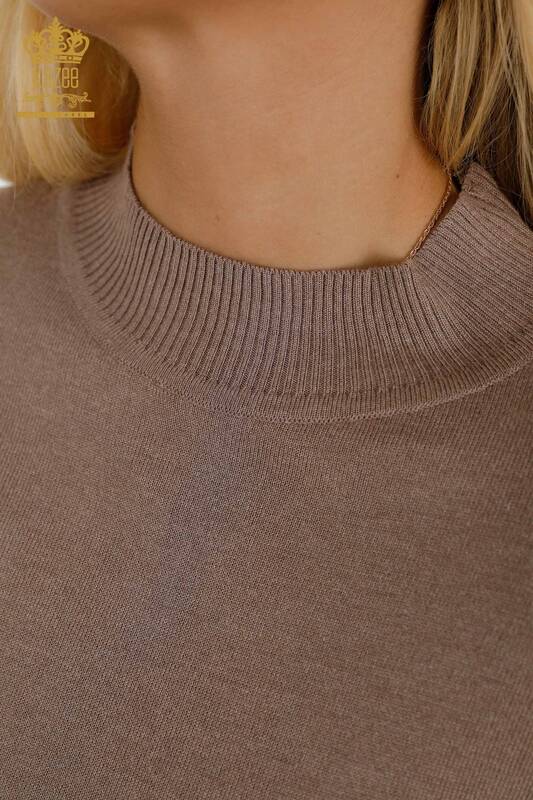 Venta al por mayor Suéter de Punto para Mujer - Cuello Alto - Básico - Visón Claro - 16663 | KAZEE