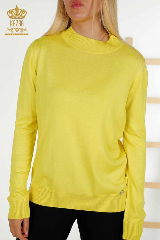 Venta al por mayor Suéter de Punto para Mujer - Cuello Alto - Básico - Amarillo - 16663 | KAZEE