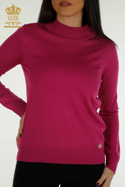 Venta al por mayor Suéter de Punto para Mujer Cuello Alto Básico Fucsia - 30613 | KAZEE - Thumbnail