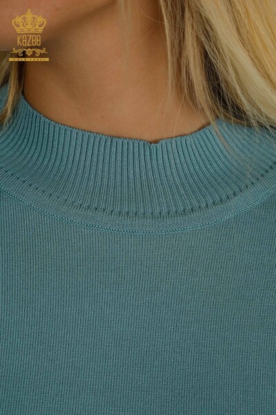 Venta al por mayor Suéter de Punto para Mujer Cuello Alto Básico Menta - 30613 | KAZEE - Thumbnail