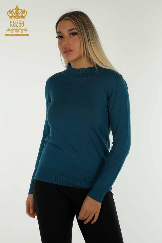 Venta al por mayor Suéter de Punto para Mujer Cuello Alto Básico Gasolina - 30613 | KAZEE
