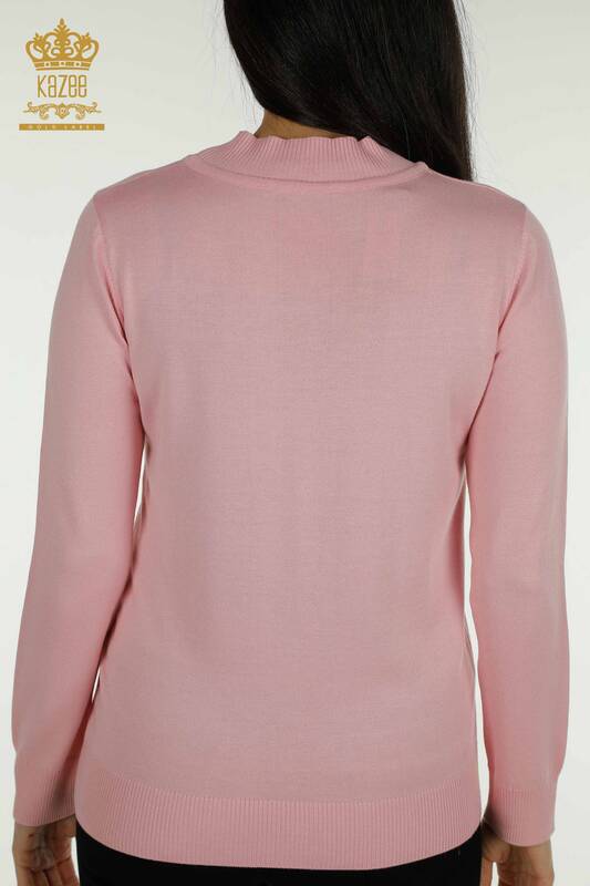 Venta al por mayor Suéter de Punto para Mujer Cuello Alto Básico Rosa - 30613 | KAZEE