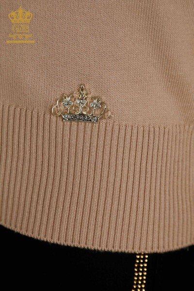 Venta al por mayor Suéter de Punto para Mujer Cuello Alto Básico Piedra - 30613 | KAZEE - Thumbnail