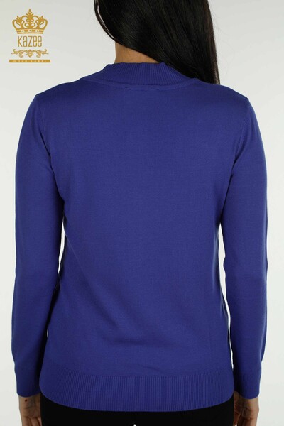 Venta al por mayor Suéter de Punto para Mujer Cuello Alto Básico Violeta - 30613 | KAZEE - Thumbnail