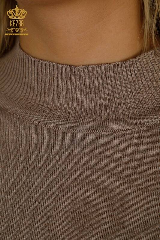 Venta al por mayor de Punto de Mujer Suéter Cuello Alto Básico Visón - 30613 | KAZEE