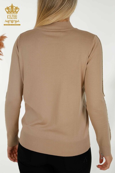 Venta al por mayor Suéter de Punto para Mujer Cuello Alto Beige - 30393 | KAZEE - 7