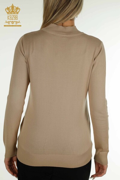 Venta al por mayor Suéter de Punto para Mujer Cuello Alto Beige - 30454 | KAZEE - Thumbnail